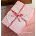 Wholesale beautiful design small pink paper gift box for jewelry packaging